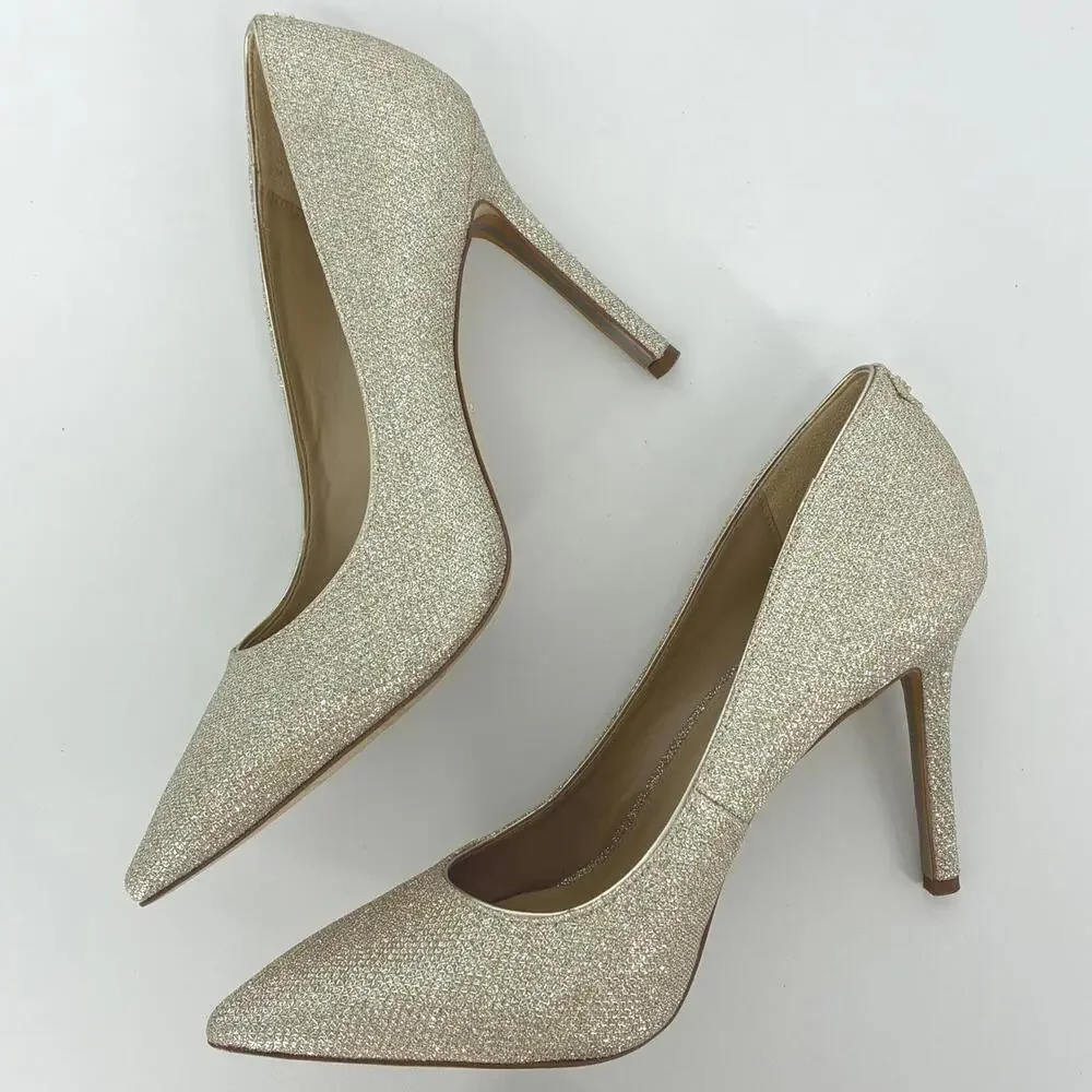 Sam Edelman Hazel Gold Glitter Formal Party Cocktail Pointed Toe Heels Pumps 7W